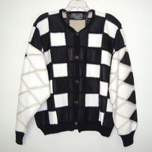 BUBU Beverly Hills Black White Leather Patchwork Women's Jacket Size 2X